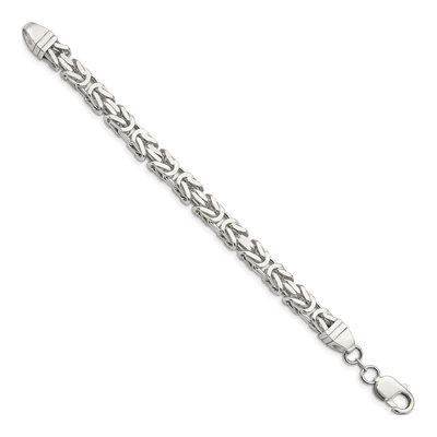 Sterling Silver 7.5mm Byzantine Chain Bracelet – view 2