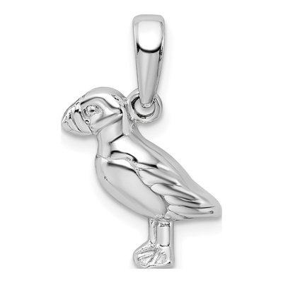 Sterling Silver Puffin Bird Pendant