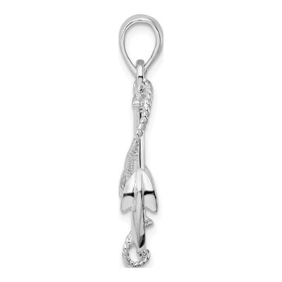 Sterling Silver 3D Anchor Rope Pendant – view 3