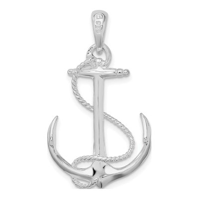 Sterling Silver 3D Anchor Rope Pendant – view 4