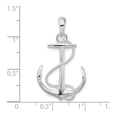 Sterling Silver 3D Anchor Rope Pendant – view 5