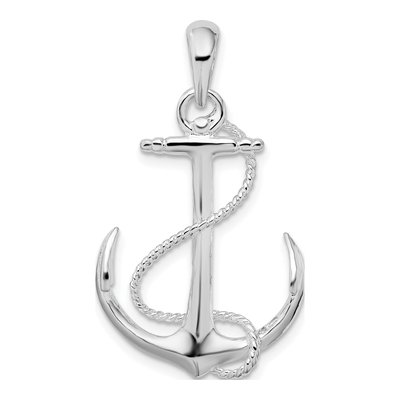 Sterling Silver 3D Anchor Rope Pendant