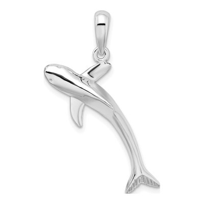 Sterling Silver 3D Blue Shark Pendant