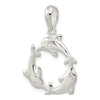 Sterling Silver Dolphin Circle Pendant – view 5