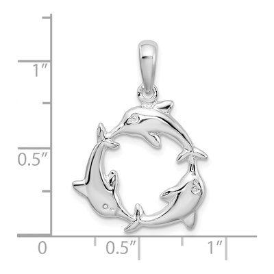 Sterling Silver Dolphin Circle Pendant – view 6