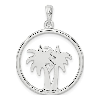 Sterling Silver Palm Tree Circle Pendant | De-Ani – view 4