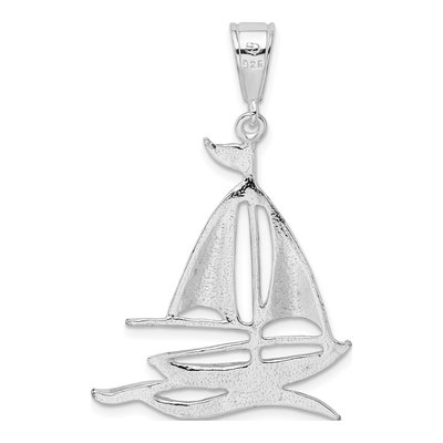 Sterling Silver Sailboat on Water Pendant – view 4