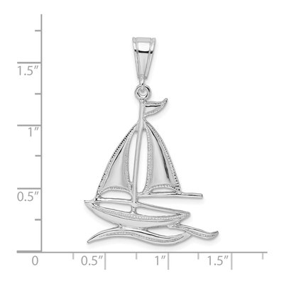 Sterling Silver Sailboat on Water Pendant – view 6