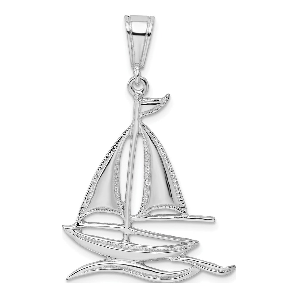 Sterling Silver Sailboat on Water Pendant