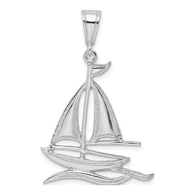 Sterling Silver Sailboat on Water Pendant