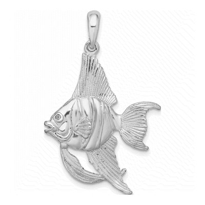 Sterling Silver 3D Angel Fish Pendant – view 4