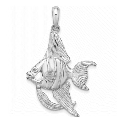 Sterling Silver 3D Angel Fish Pendant