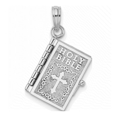 Sterling Silver 3D Moveable Bible Pendant