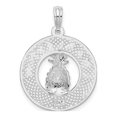 Sterling Silver Pineapple Circle Pendant – view 4