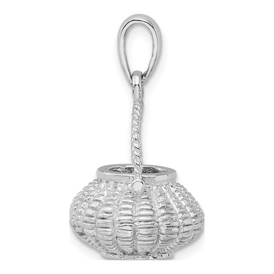 Sterling Silver 3D Flower Basket Pendant – view 3