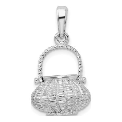 Sterling Silver 3D Flower Basket Pendant – view 4