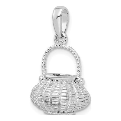 Sterling Silver 3D Flower Basket Pendant – view 5