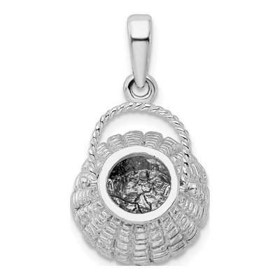 Sterling Silver 3D Flower Basket Pendant – view 6
