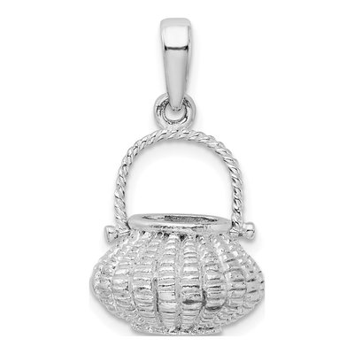 Sterling Silver 3D Flower Basket Pendant