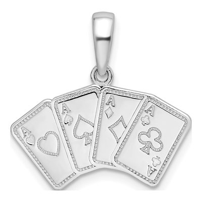 Sterling Silver Aces Playing Cards Pendant
