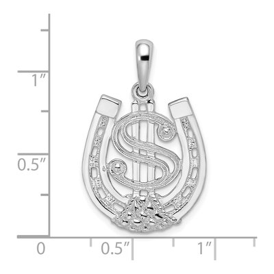 Sterling Silver Dollar Sign Horseshoe Pendant – view 5