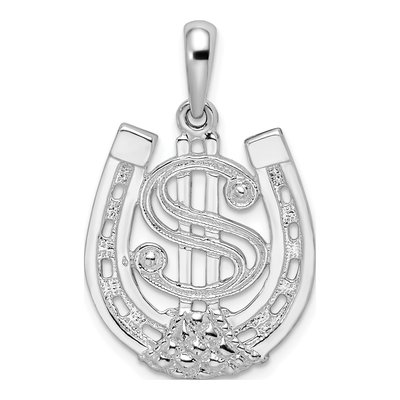 Sterling Silver Dollar Sign Horseshoe Pendant
