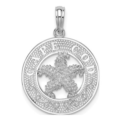 Sterling Silver Starfish Circle Pendant