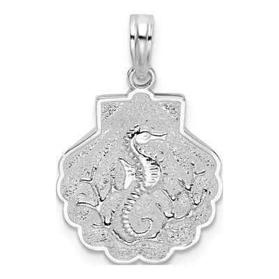 Sterling Silver Shell Sea Horse Pendant