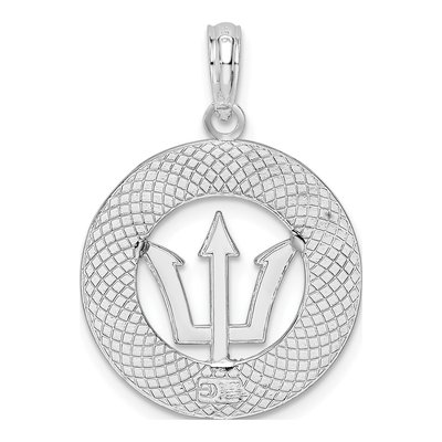 Sterling Silver Barbados Trident Circle Pendant – view 4