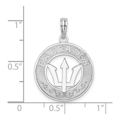 Sterling Silver Barbados Trident Circle Pendant – view 5