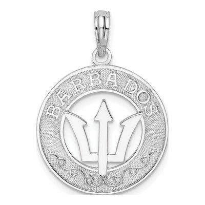 Sterling Silver Barbados Trident Circle Pendant