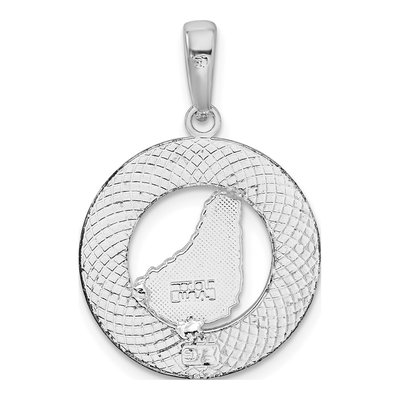 Sterling Silver Barbados Map Circle Pendant – view 4