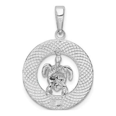 Sterling Silver Turtle Circle Pendant – view 4