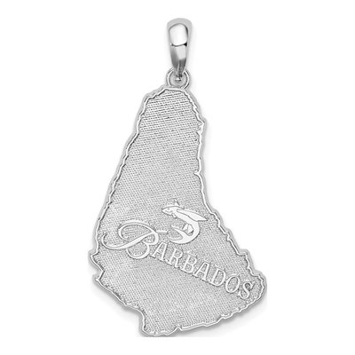 Sterling Silver Barbados Map Pendant