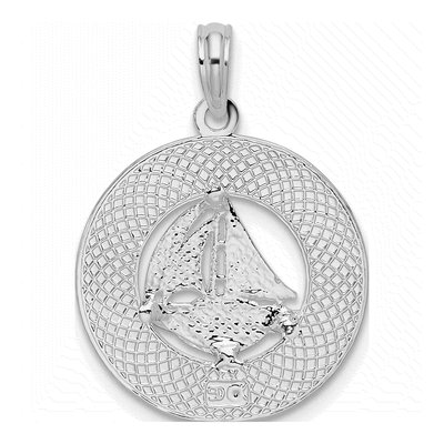 Sterling Silver Newport Rhode Island Sailboat Circle Pendant – view 4