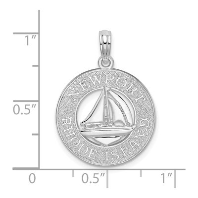Sterling Silver Newport Rhode Island Sailboat Circle Pendant – view 5