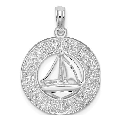 Sterling Silver Newport Rhode Island Sailboat Circle Pendant