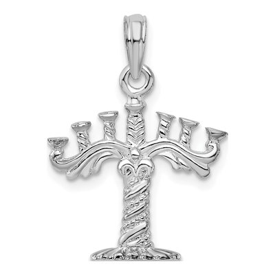 Sterling Silver 3D Menorah Pendant