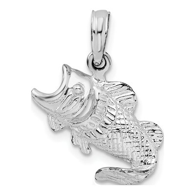 Sterling Silver Jumping Bass Fish Pendant