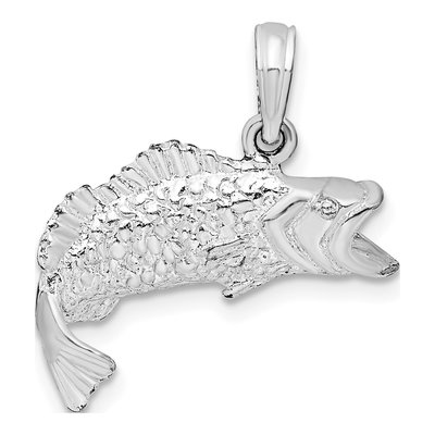 Sterling Silver Bass Fish Pendant