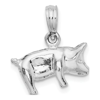 Sterling Silver 3D Pig Pendant – view 4