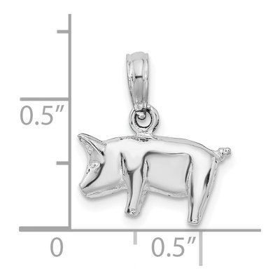 Sterling Silver 3D Pig Pendant – view 5