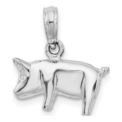 Sterling Silver 3D Pig Pendant