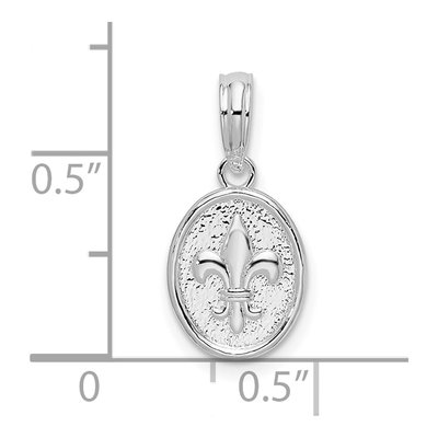 Sterling Silver Fleur de Lis Oval Pendant – view 5