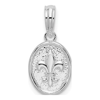 Sterling Silver Fleur de Lis Oval Pendant
