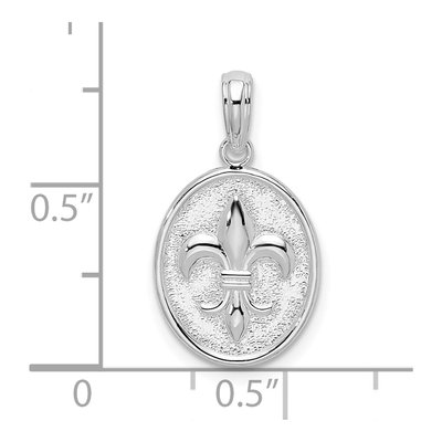 Sterling Silver Fleur de Lis Oval Pendant – view 5