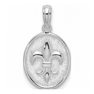 Sterling Silver Fleur de Lis Oval Pendant