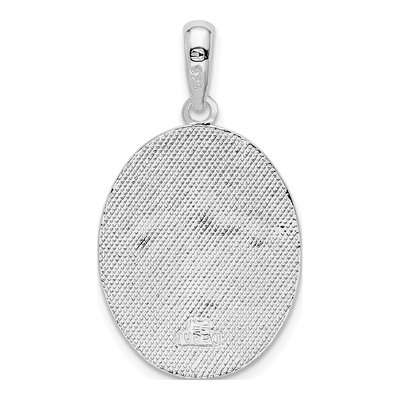 Sterling Silver Fleur de Lis Oval Pendant – view 4