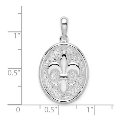 Sterling Silver Fleur de Lis Oval Pendant – view 5