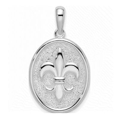 Sterling Silver Fleur de Lis Oval Pendant